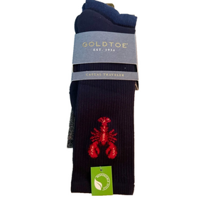 Gold toe Men’s Lobster Casual Crew Socks 2 Pack NWT